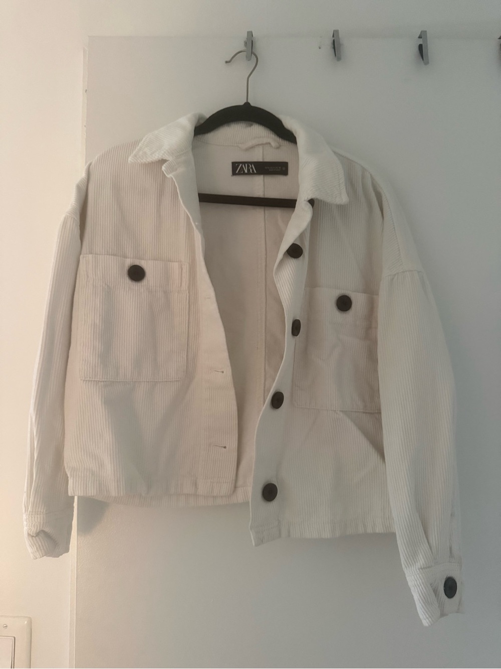 Zara Off-White Corduroy Button-Up Jacket